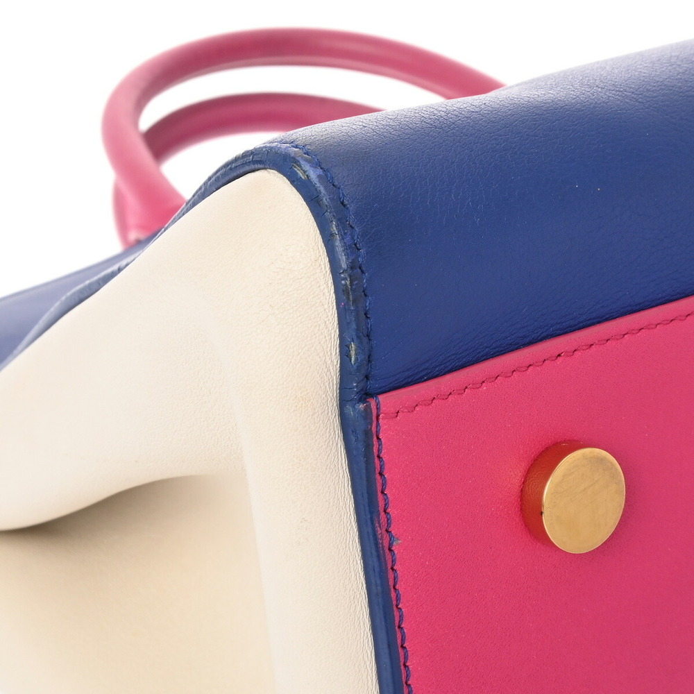 SAINT LAURENT Cavalieve Gauche Blue Pink White Leather Handbag - Picture 6 of 11